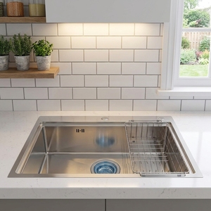 Commercial Handmade 304 Stainless Steel Single Bowl Kitchen Sink Custom Size <b>Brushed</b> Finish OEM Manufacturer - Product Image 6