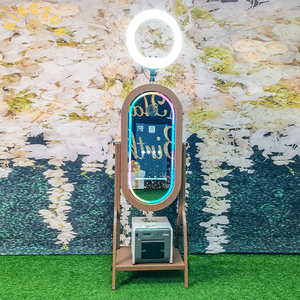 Cabina de <span class=keywords><strong>Fotos</strong></span> Estilo Rústico <span class=keywords><strong>con</strong></span> <span class=keywords><strong>Espejo</strong></span> de 21.5 Pulgadas, Soporte para Impresora, Carcasa Vintage para DSLR, Pantalla Táctil LCD - Product Image 6