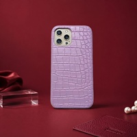 Étui de téléphone de luxe en cuir de crocodile antichoc pour iPhone