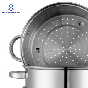 Marmite à <span class=keywords><strong>couscous</strong></span> en acier inoxydable Marmite à soupe vapeur à 2 couches avec couvercle en verre - Product Image 4