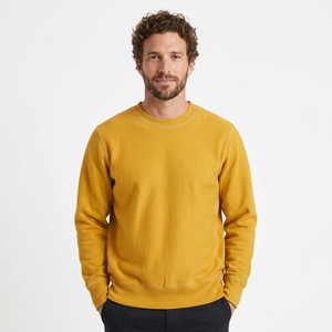 Sweat-shirt à col rond pour homme, couleur jaune moutarde, coupe classique, tricoté, couleur unie, décontracté, manches longues, vêtements d'automne - Product Image 5