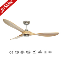 Ventilateur de plafond intelligent 1stshine 56 pouces en bois massif, commande vocale, décoration intérieure, installation facile, vente en gros