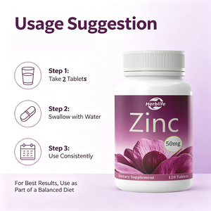 Comprimés de zinc OEM ODM en marque privée 50 mg, soutien immunitaire et pour la santé de la peau, supplément minéral quotidien, 120 comprimés par flacon - Product Image 4