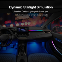 Éclairage d'ambiance rythmique RVB pleine couleur pour l'intérieur de la voiture avec contrôle par application, synchronisation musicale, efficacité énergétique pour Toyota