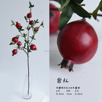 Enkelstammige 8-koppige granaatappel Guava Punica Granatum oranje rood 88cm Kunstmatige vruchten Ecologisch Hoogwaardig Thanksgiving