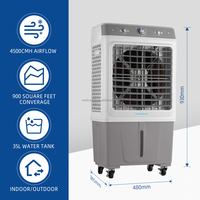 4500 m3/h refroidisseur d'eau à air par évaporation mobile refroidisseur d'air du désert à courant alternatif électrique refroidisseur d'air par évaporation 4 en 1 au sol
