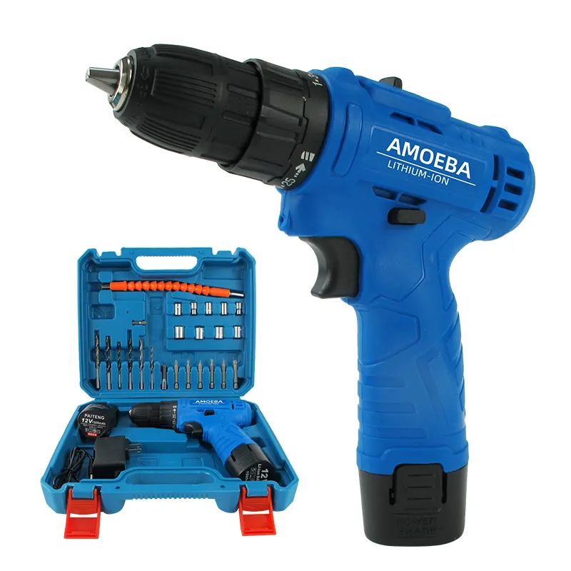 Best Price Lithium Battery Rechargeable Drill 12 V blue decker cordless drill combo kit with case for multiple purposes