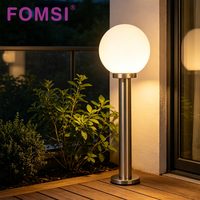 Lampe de jardin LED extérieure FOMSI, étanche, en acier inoxydable, éclairage décoratif pour pelouse, IP44, globe en verre, lampadaire de chemin