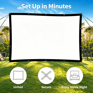 Pantalla de Proyección Exterior de 100 Pulgadas, Portátil, para Películas, Cine <span class=keywords><strong>en</strong></span> Casa, Interior y Exterior, Compatible con Proyección de Doble Cara - Product Image 4
