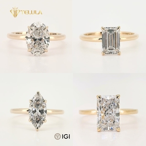 Chỉnh Engagement <span class=keywords><strong>Ring</strong></span> IGI Chứng Nhận Tổng Hợp Kim Cương Nhẫn 9K 10K 14K 18K Vàng Rắn Vàng Phòng Thí Nghiệm Grown Kim Cương Nhẫn - Product Image 1