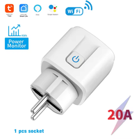 Prise intelligente Tuya 20A WIFI EU, prise électrique avec fonction de surveillance de la consommation, fonction de compte à rebours, compatible avec Google Home, Alice, Alexa