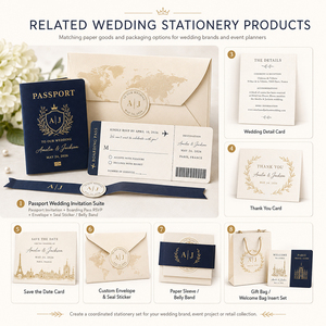 Set di Inviti Matrimoniali Personalizzati SHINY DIY con Design Pass di Imbarco e Passaporto, Inviti Nuziali Pieghevoli - Product Image 6