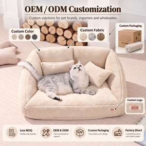 Großhandel Maßgefertigtes Plüsch-Haustierbett Rechteckiges Kunstfell Weiches Abnehmbares Waschbares Bezug Sofa für Hunde und Katzen OEM & ODM - Product Image 2