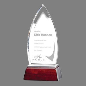 Trophée Noble Executive Award en cristal K9 en forme de flamme, sur base en bois, avec logo gravé sur mesure, pour reconnaissance professionnelle ou cadeau d'entreprise - Product Image 3