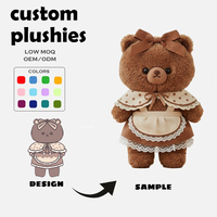 Peluche personnalisée OEM ODM, ours en peluche Kawaii avec robe en dentelle, peluche douce, animaux à habiller mignons pour filles, cadeau et décoration de chambre
