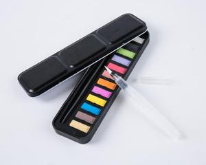 12/18/24/36 bajo moq niños caja de lata de metal embalaje neón sólido pastel metálico artista acuarela pintura conjunto con pincel - Product Image 1