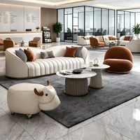 BIAOGUAN Ensemble de canapés modulaires de bureau modernes en cuir synthétique de luxe, rembourrés, avec éponge haute densité et contreplaqué écologique