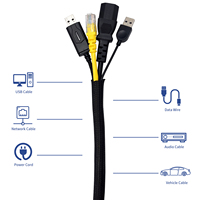 Funda trenzada autoenrollable para cables, protector de cables, aislante de cables negro, E-Cactus D16mm, 1 metro