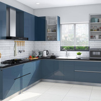 Set Kabinet Dapur Modern Lengkap Pabrik Langsung Furnitur Dapur Kayu Kustom untuk Proyek Apartemen