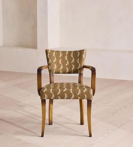 Sillón de Madera de Estilo Moderno de Mediados de Siglo con Tela con Estampado de Olivas y Brazos Curvos para Sala de Estar - Product Image 1