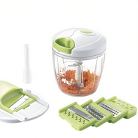 Cortador de Verduras Multifuncional, Picador, Rallador, Rebanador, Utensilio de Cocina Manual de Plástico, 11 Piezas, Cuchillas de Acero Inoxidable