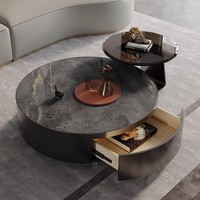Ensemble de tables basses de style italien moderne et minimaliste, design luxueux léger, plateau en acier inoxydable pour salons, maisons, meubles de maison