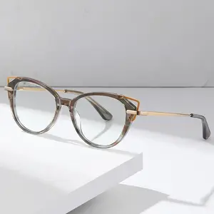 Neue Anti-Blaue Brille für Herren Damen abgestimmt mit Kurzsichtigkeit Brille Bj9215 Mode Katzenauge Acetat kein Rezept Brillenrahmen