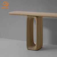 Table console sculptée en teck massif convertible de luxe contemporaine, accent pour entrée, villa, hôtel, salon, moderne