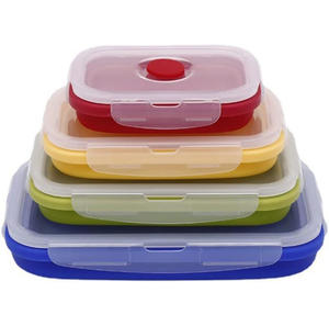 Lonchera de Silicona Plegable Reutilizable, Contenedor de Almacenamiento de Alimentos, Lonchera Bento de Silicona, Contenedor de Almacenamiento de Alimentos de Silicona con Tapa - Product Image 1