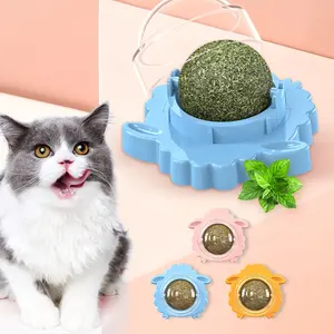 Customize New Design Cat Toy Ball Molar Teeth Clean Nature Plant Pet Toy For Calm Down Happy Cat Lick Toy Catnip cat nip
