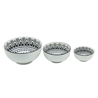 Ensemble de 4 bols en céramique et porcelaine gaufrée, style bohème classique, personnalisé, écologique, résistant à la chaleur, intérieur noir