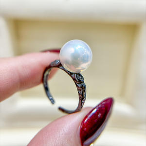 ขาตั้งแหวนเงินแท้ S925 สำหรับทำเครื่องประดับแฟชั่น DIY แบบเปล่า สำหรับใส่ลูกปัดกลมขนาด 9-13 มม. รุ่น 10502 อุปกรณ์เสริมสำหรับไข่มุก - Product Image 2