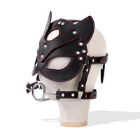 Masque de jeu de rôle BDSM, sangle réglable, bouche ouverte, ball gag, harnais réglable, jouet de bondage, cuir PU noir, 100% imperméable