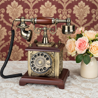 Téléphone filaire blanc antique avec cadran rotatif effet craquelé, livre d'or audio, messagerie vocale, mémoire 32 Go, idéal pour mariages et fêtes