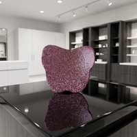 Miroir compact papillon scintillant, miroir de voyage portable double face en acier inoxydable avec un design de forme unique