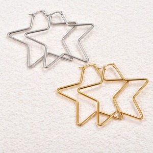 <span class=keywords><strong>Boucles</strong></span> <span class=keywords><strong>d</strong></span>'<span class=keywords><strong>oreilles</strong></span> minimalistes en acier inoxydable poli pour femme, design étoile creuse, style hip-hop rock, bijoux pour fille - Product Image 5