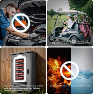 51.2V 100Ah Lifepo4 ゴルフカートリチウム電池 BMS 低温保護 5KW モーター 6000+ サイクル ゴルフカートや太陽光発電に最適 - Product Image 6