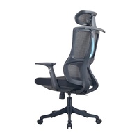 Chaise de bureau ergonomique confortable en maille avec soutien lombaire, chaise de gaming pivotante à dossier haut et appui-tête, chaise de personnel réglable en hauteur