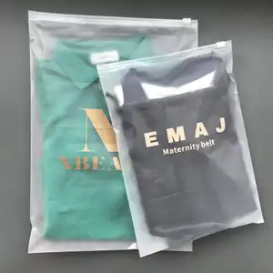 Clothes Packaging Bag Custom Own Logo Printed Clothing Garment Clothes T Shirt Packing Zipper Frosted Plastic Packaging Bag