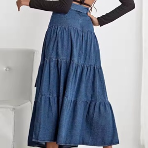 New Fashion Custom Logo Vintage <b>Skirt</b> Casual <b>Elastic</b> A-Line <b>Skirt</b> High Quality Denim <b>Skirts</b> for Women - Product Image 3
