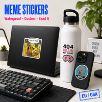 Impression d'étiquettes autocollantes découpées sur mesure avec logo de marque d'entreprise, motifs humoristiques de memes d'Internet, étiquettes de marque écologiques