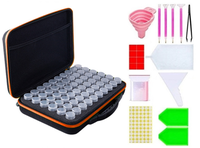 Boîte de rangement 60 pièces pour bouteilles en plastique, kit de bijoux pour peinture diamant, outils à ongles, conteneur de perles, pot, étui à fermeture éclair, respectueux de l'environnement