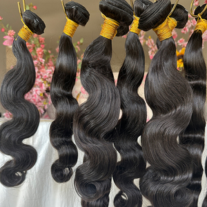 ช่อผมมนุษย์แท้สีดำธรรมชาติมัดเป็นลอนคลื่น - Product Image 3