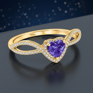 แหวนรูปหัวใจหรูหราประดับพลอยอเมทิสต์สีม่วง ดีไซน์อินฟินิตี้ประดับเพชร ชุบโรเดียม สำหรับงานแต่งงาน ทอง 10K 14K 18K เงิน 925 935 - Product Image 1