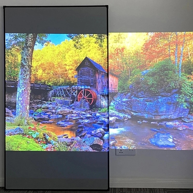 150" ALR Grey Crystal Projector Screen 16:9 Narrow Bezel 1cm Frame Size Fixed Frame Projection Screen Big Size for Home Theater