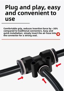Raccordo Pneumatico Serie PEG CHAOXU, Connettore a T Riduttore Push-In One-Touch, Raccordo a T per Diametri Diversi - Product Image 3