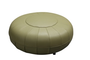 Contemporary Round Leather <strong>Footstool</strong> Ottoman Green Pumpkin Pattern Upholstered Lounge Seat for Living Room Bedroom - Product Image 2