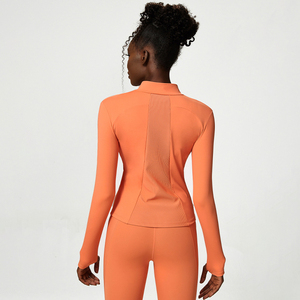Blouson bombardier transfrontalier d'exercice extensible de <span class=keywords><strong>grande</strong></span> <span class=keywords><strong>taille</strong></span> pour femmes motif floral cachemire lavé fermeture éclair à manches longues Logo avant - Product Image 6