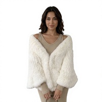 Châle carré en fourrure de lapin tricoté épais de style coréen, cape en vraie fourrure à volants haut de gamme pour l'hiver, étole de mariée en fourrure