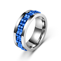 Vente en gros de bijoux tendance nouvelle marque anneaux rotatifs en acier inoxydable couleur or bleu noir argent pour hommes et femmes